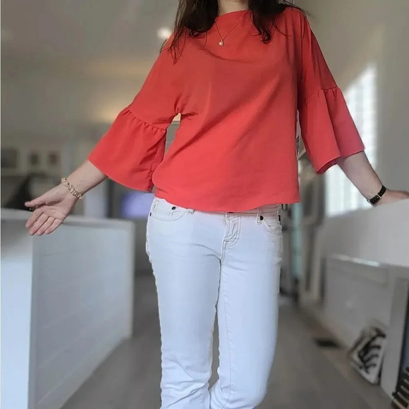 Banana Republic bow tie back bell sleeve blouse - Picture 2 of 7